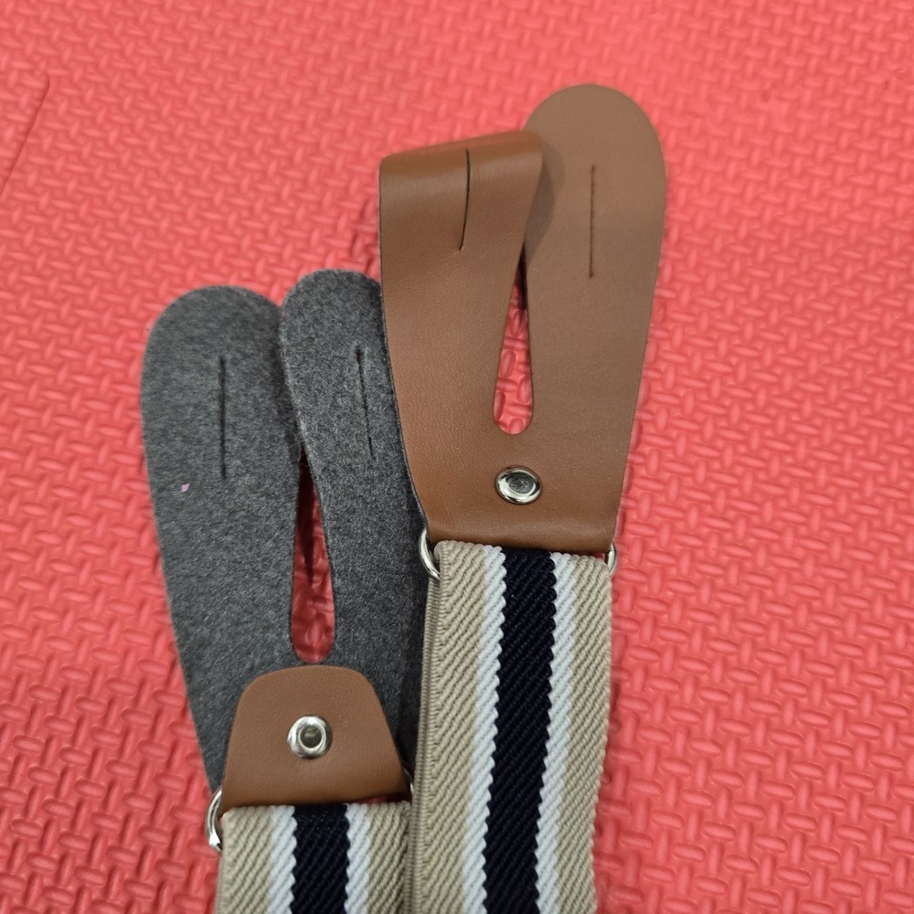 Vintage Style Toddler Kids Y-Back Suspenders‎ - Tan Navy White Striped -... - Picture 4 of 5